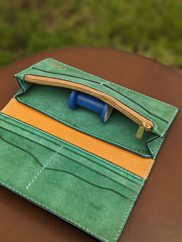 レザー　本革　ロングウォレット(長財布） ターコイズグリーン ソティーレ マルゴー