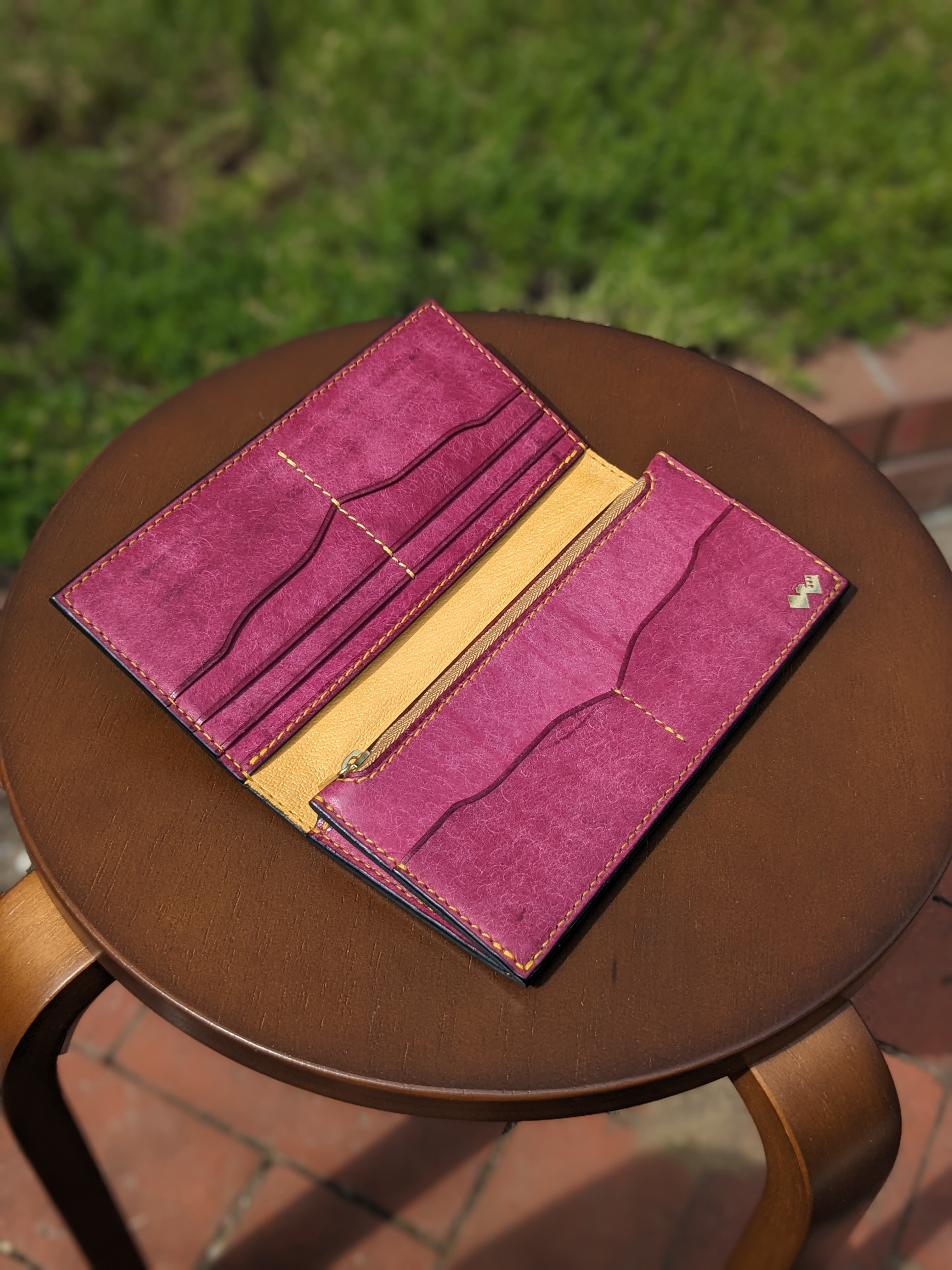 レザー　本革　ロングウォレット(長財布） ライラック