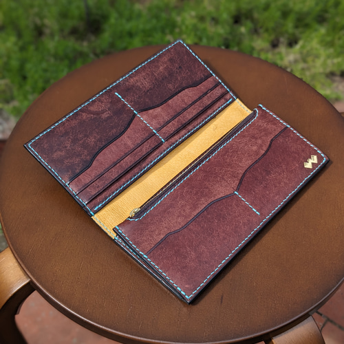 レザー 本革 ロングウォレット(長財布） レッド 長財布 アトリエ革結  