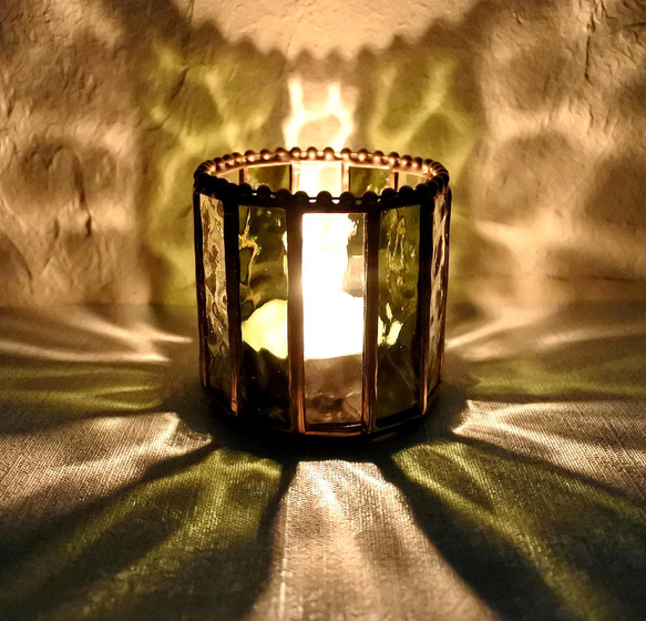 モスグリーンorアンバー2種類の キャンドル ホルダー単品orセット