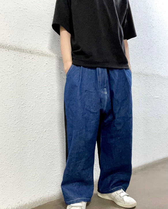 サルエルジーンズ101 indigo×black 4枚目の画像