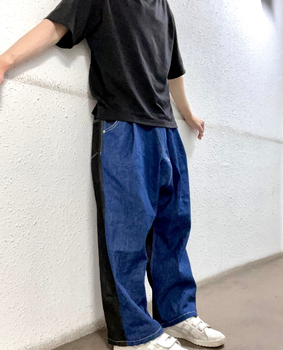 サルエルジーンズ101 indigo×black 2枚目の画像