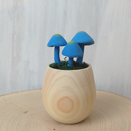 カップきのこ ソライロタケ ポリマークレイ その他インテリア雑貨 みも