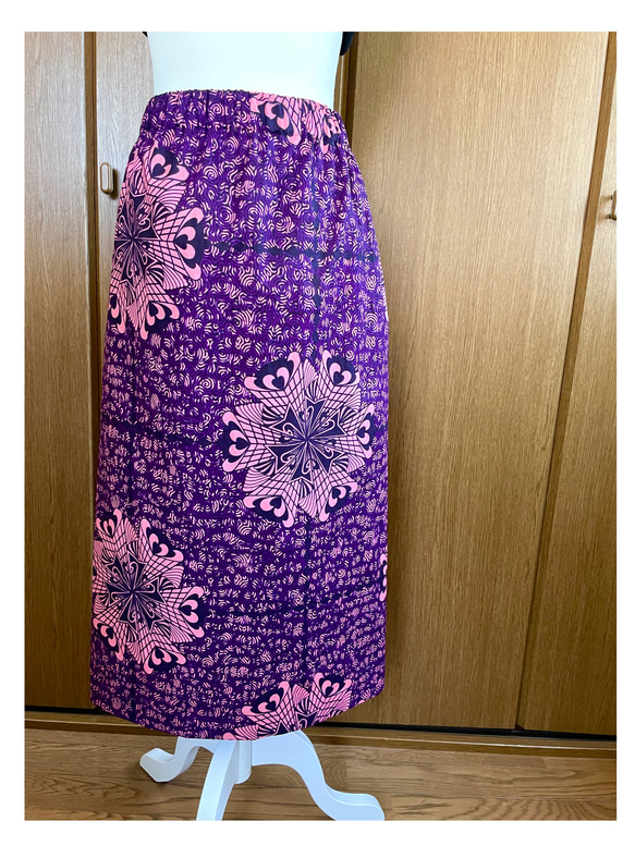 アフリカ布　タイトスカート　パープル＆ピンク　アフリカン 5枚目の画像
