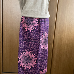 アフリカ布　タイトスカート　パープル＆ピンク　アフリカン 2枚目の画像
