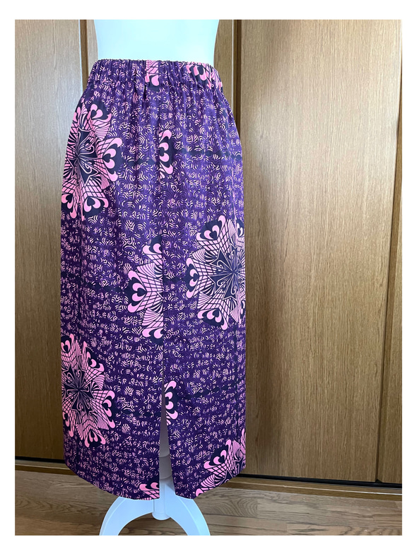 アフリカ布　タイトスカート　パープル＆ピンク　アフリカン 7枚目の画像