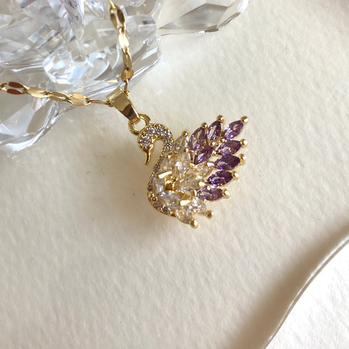 ✨白鳥モチーフペンダント☆サジカルステンレスネックレス☆つけっ