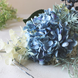 スワッグ　ブルー紫陽花　アーティシャルフラワー　造花　結婚式　ウエルカムボード　ナチュラル　実　 3枚目の画像
