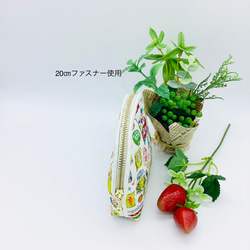 【再販】ハーフラウンド型ポーチ☆レトロな駄菓子＆ドット柄（キナリ）昭和 3枚目の画像