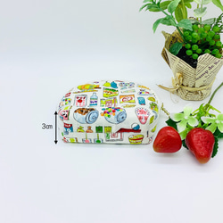 【再販】ハーフラウンド型ポーチ☆レトロな駄菓子＆ドット柄（キナリ）昭和 4枚目の画像