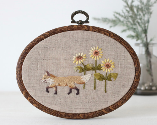 ひまわり畑のポメラニアンパネル生地 ハンドメイド ひまわり畑の