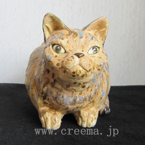 茶猫 1点物 陶器 置物 c-8 招き猫 すず音窯 通販 16199621