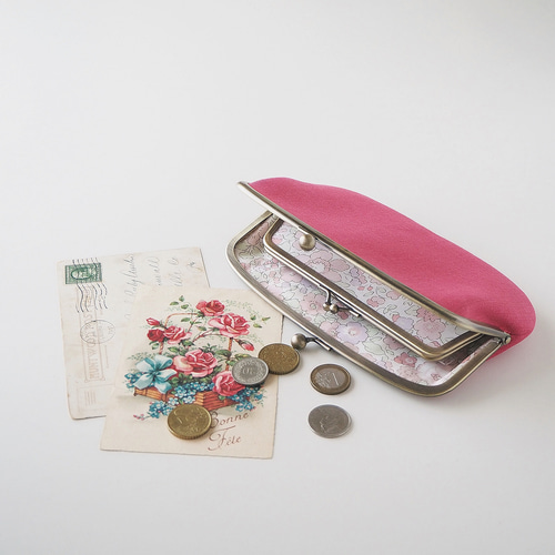 少し大きめペンケース☆親子がま口長財布☆リバティ☆アデラジャ☆リボン口金 返品不可】 少し大きめペンケース☆親子がま口長財布☆リバティ