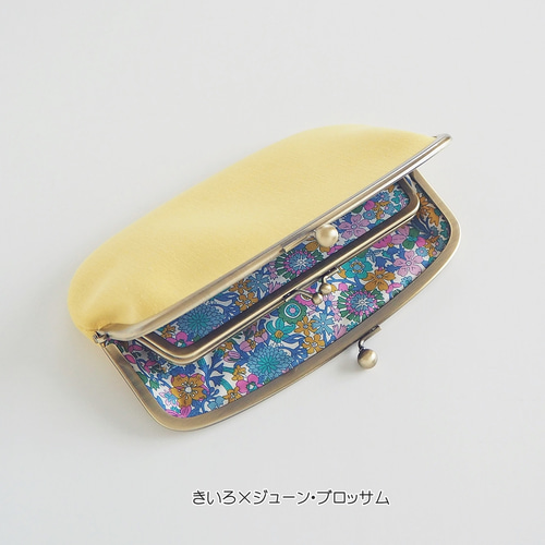 garden 　親子がま口長財布と親子がま口☆リバティ☆シンクオブミー □カラーリネン×リバティの親子がま口長財布□ ticket (clnn-lbt