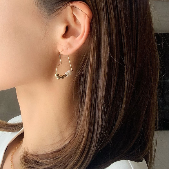 【ラッピング付き✴︎*】大人の可愛いが叶う★14kgfハートフープ3.5cm（大きい方）*:★イヤリング変更可能 7枚目の画像