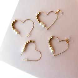 【ラッピング付き✴︎*】大人の可愛いが叶う★14kgfハートフープ3.5cm（大きい方）*:★イヤリング変更可能 3枚目の画像