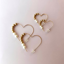 【ラッピング付き✴︎*】大人の可愛いが叶う★14kgfハートフープ3.5cm（大きい方）*:★イヤリング変更可能 11枚目の画像