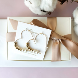 【ラッピング付き✴︎*】大人の可愛いが叶う★14kgfハートフープ3.5cm（大きい方）*:★イヤリング変更可能 1枚目の画像