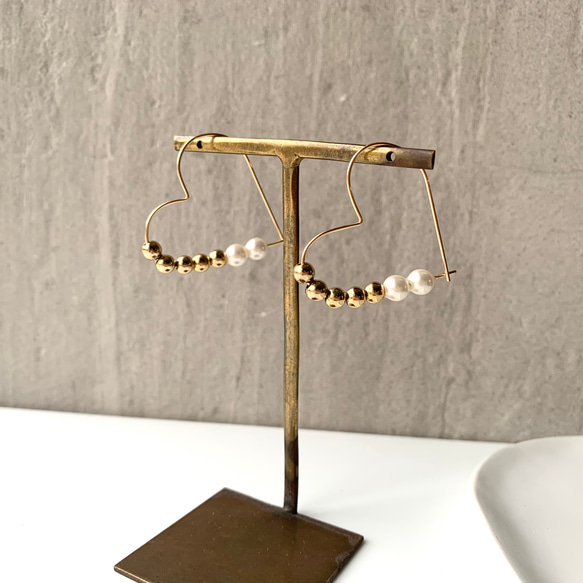 【ラッピング付き✴︎*】大人の可愛いが叶う★14kgfハートフープ3.5cm（大きい方）*:★イヤリング変更可能 5枚目の画像