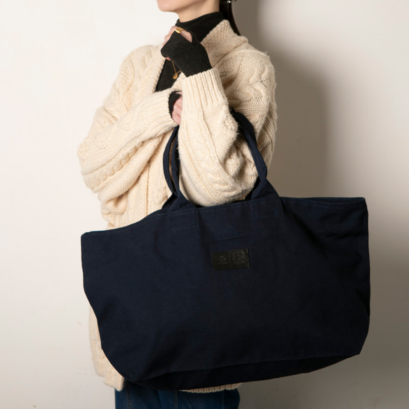 帆布帆布拉鍊手提包 櫪木皮革 皮革 外出上班或上學 大容量 [325] 自然色 KA007 第5張的照片