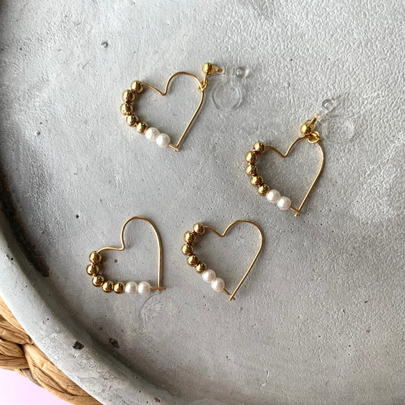 【ラッピング付き✴︎*】大人の可愛いが叶う★14kgfハートフープ2cm（小さい方）*:★イヤリング変更可能 7枚目の画像