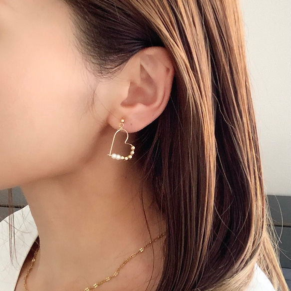 【ラッピング付き✴︎*】大人の可愛いが叶う★14kgfハートフープ2cm（小さい方）*:★イヤリング変更可能 13枚目の画像