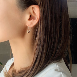 【ラッピング付き✴︎*】大人の可愛いが叶う★14kgfハートフープ2cm（小さい方）*:★イヤリング変更可能 6枚目の画像