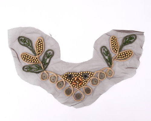 SR-262 (E015) ヘンプ編み紐 ビーズ刺繍 刺繍モチーフ