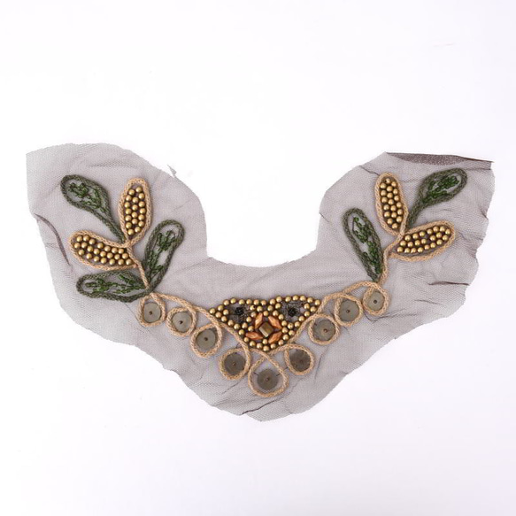 SR-262 (E015) ヘンプ編み紐 ビーズ刺繍 刺繍モチーフ