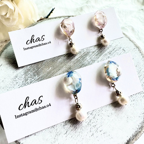 リトルウッズ薔薇香水瓶レジン18kgチャームピアス 大人っぽ♡リトル