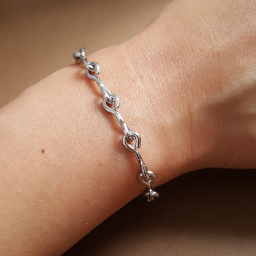さ*く様 シルバー チェーンブレスレット フック留め具