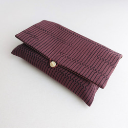 ピュアシルク　タロットポーチ　渋紫の縞×ブラウン（レギュラーデッキ用）PKS021 5枚目の画像