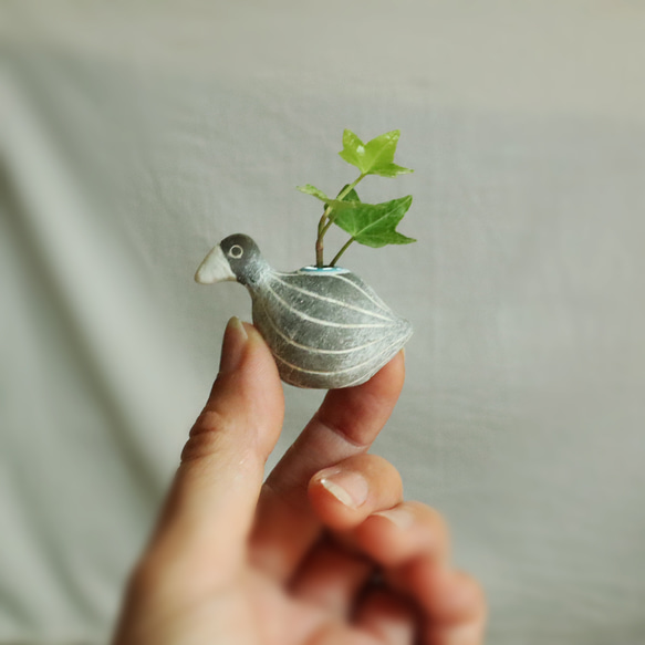 土鳥 / ストライプ（ミニ）　花器　一輪挿し 3枚目の画像