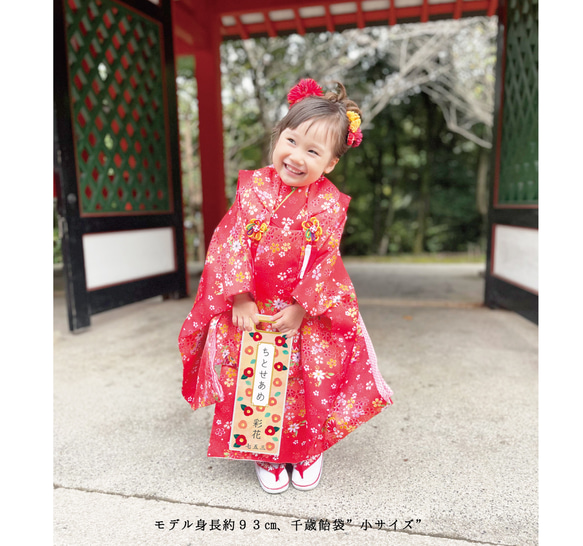 椿柄の七五三の千歳飴袋"小サイズ"名入れ無料 7枚目の画像