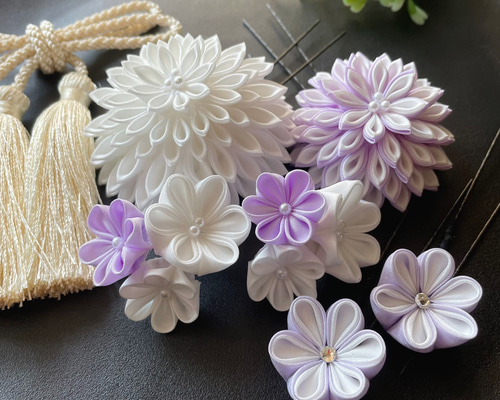 つまみ細工帯留め　薄紫　シルバー hqdefault.jpg