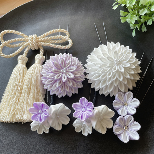 つまみ細工 髪飾り 【薄紫】 正絹 結婚式 成人式 卒業式 紫 かんざし