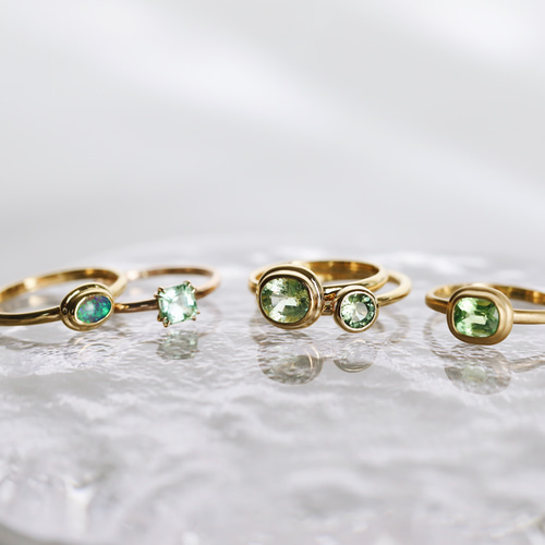 9号】一点物〈one-off〉K18◇ミントガーネットリング 1.22ct