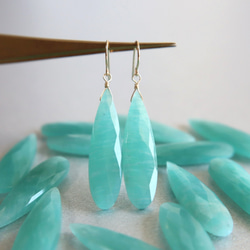 半額SALE・残1】大粒 極上 アマゾナイト AAA 14kgf 花緑青色のピアス