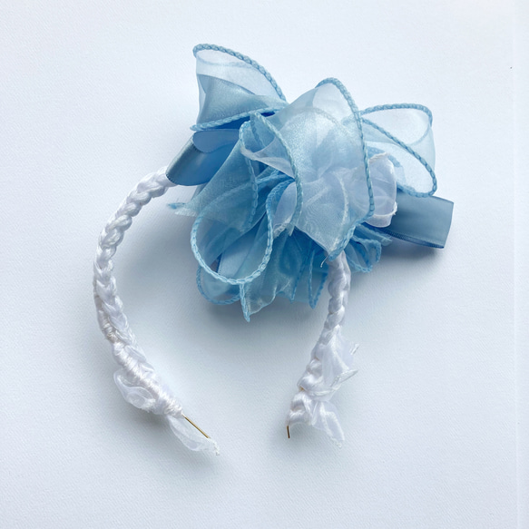 藍色系 花型 蝴蝶 頭飾 頭箍 髮飾 第2張的照片