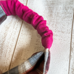 ハンドメイド エンジチェック ピンクが可愛いクロスターバン 4枚目の画像