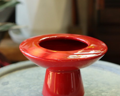 柳山 花器 赤い花柄の和風花器 7c0a75af0ad1d793c1b6afbec32afa
