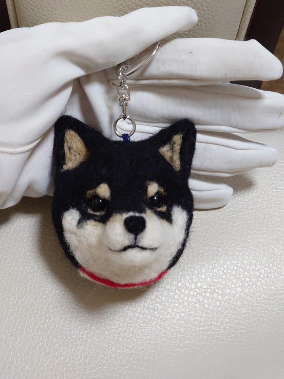 柴犬 羊毛 羊毛フェルト ハンドメイド 黒柴 キーホルダー 羊毛
