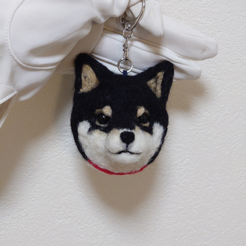 柴犬 羊毛 羊毛フェルト ハンドメイド 黒柴 キーホルダー 羊毛