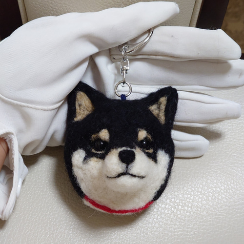 柴犬 羊毛 羊毛フェルト キーホルダー ハンドメイド 黒柴 羊毛