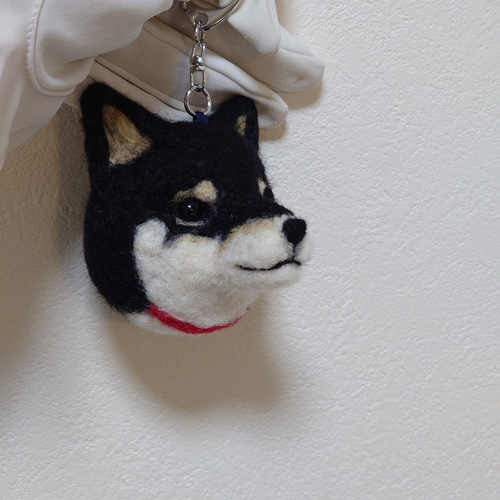 柴犬 羊毛 羊毛フェルト ハンドメイド 黒柴 キーホルダー 羊毛