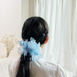 繡球花 藍色 髮圈 髮飾 伴娘 手腕花 第2張的照片