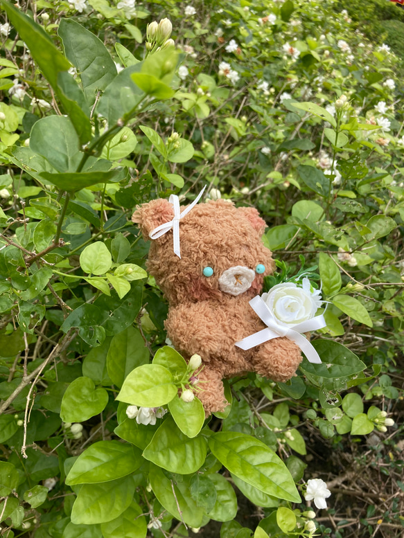 くまの花鞠編みぬいぐるみ 5枚目の画像