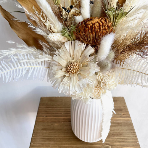 ドライフラワーブーケとフラワーベースセット/パンパスグラス・リ