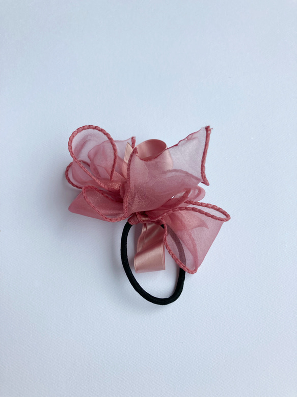 粉紅色系 花型 蝴蝶結 超小 髮圈 第3張的照片