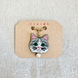 揺れる猫さん刺繍とパールのリング✩.*˚ 5枚目の画像